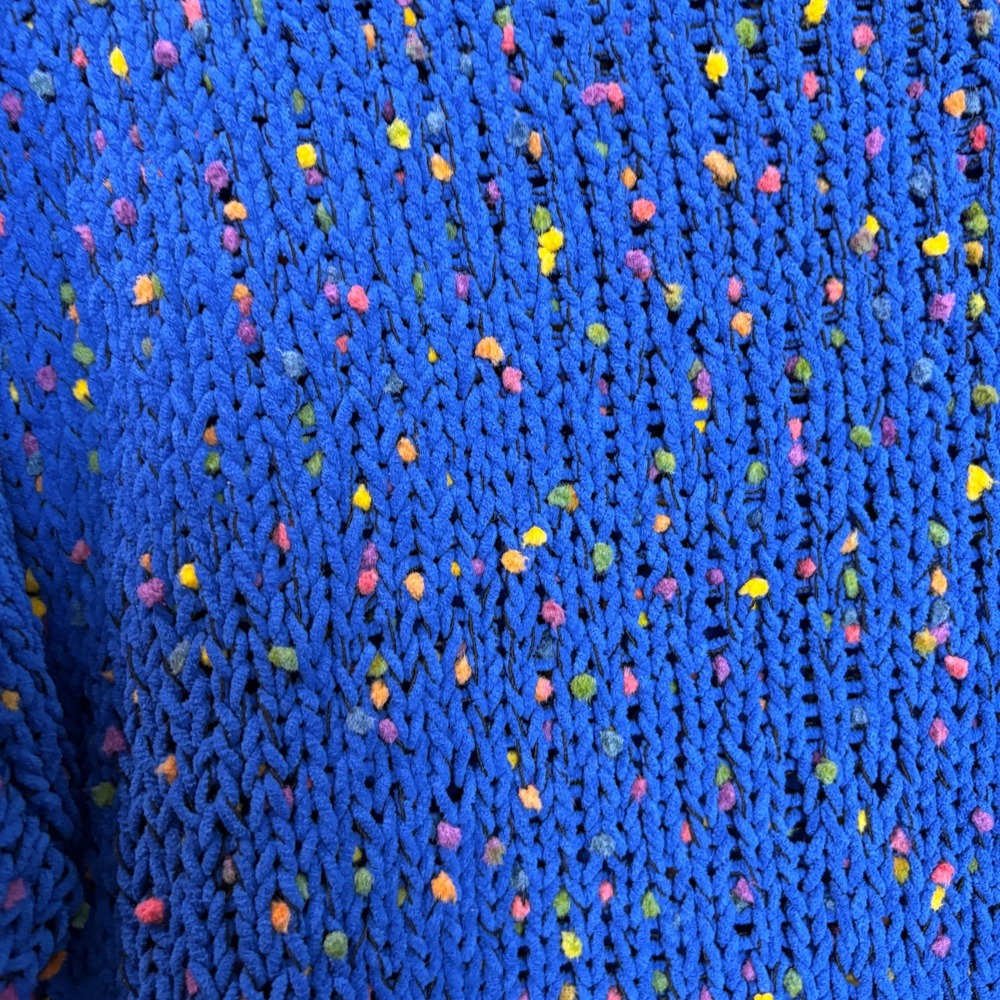 Adora Speckled Blue Super‎ Soft Knit Sweater Women Size Medium M Distressed Hem - Picture 10 of 13